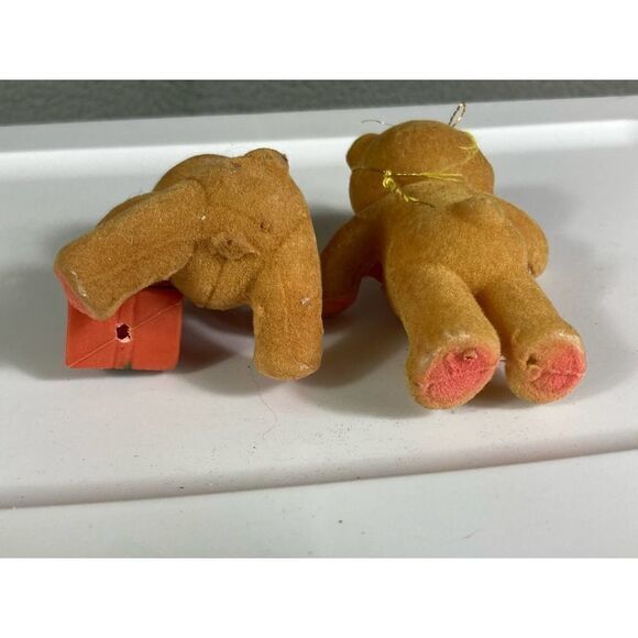 Vintage Christmas Teddy Bear Ornaments Lot Set of 2 Holiday Tree Decor - Picture 7 of 10